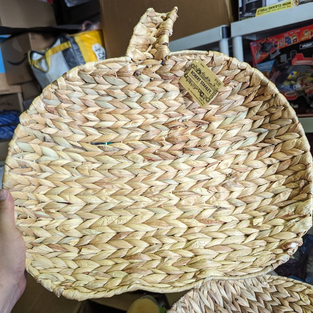 Fall‎ Farmhouse Robert Stanley 19"x17"x3" Woven Pumpkin Home Décor Tray